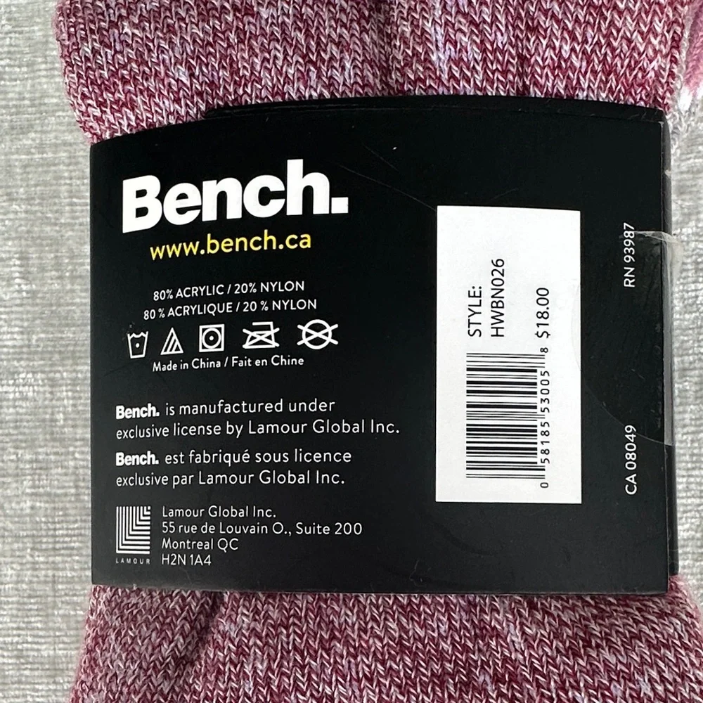 Bench Women’s Cushioned Socks 2-Pack Gray Pink NWT OS